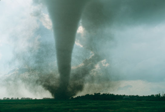 tornado pictures. Right: Simulation of a tornado