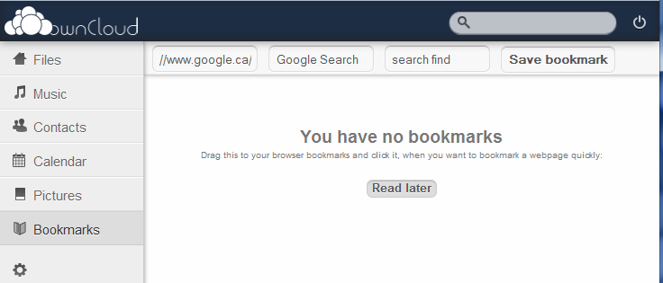 ownCloud bookmark interface